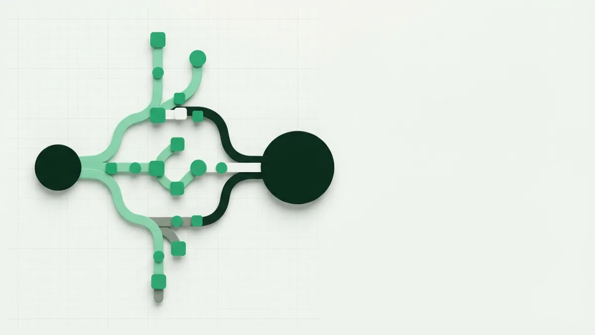Emerald payment tokens moving through a branching ACH network between two bank nodes