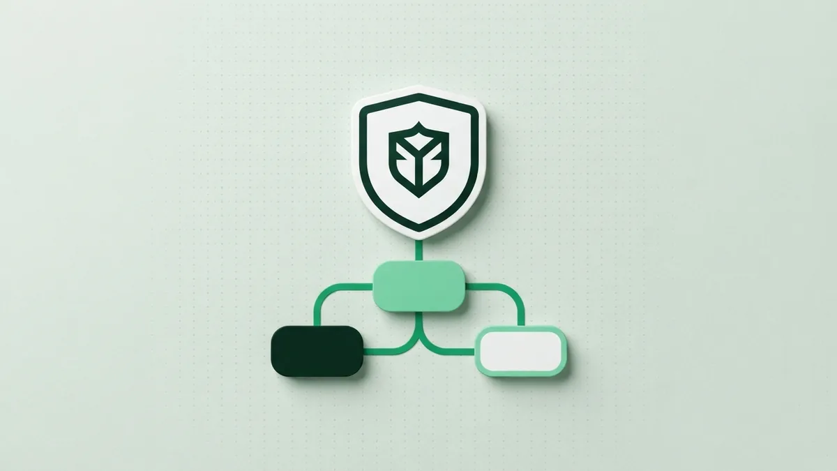 Abstract green shield linked to tokens for card rewards and purchase protection