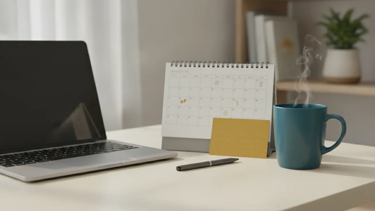 Credit building with steady habits Home office setup showing steady monthly budgeting routine