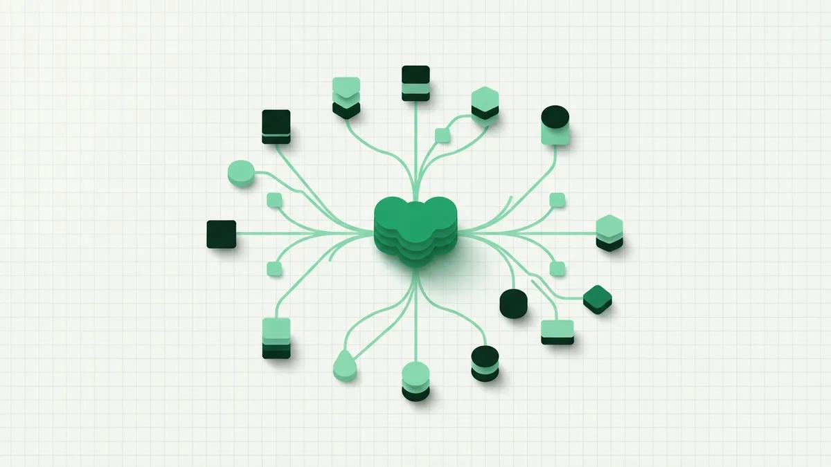 Network of fraud detection signals Connected emerald nodes and data blocks for fraud detection methods