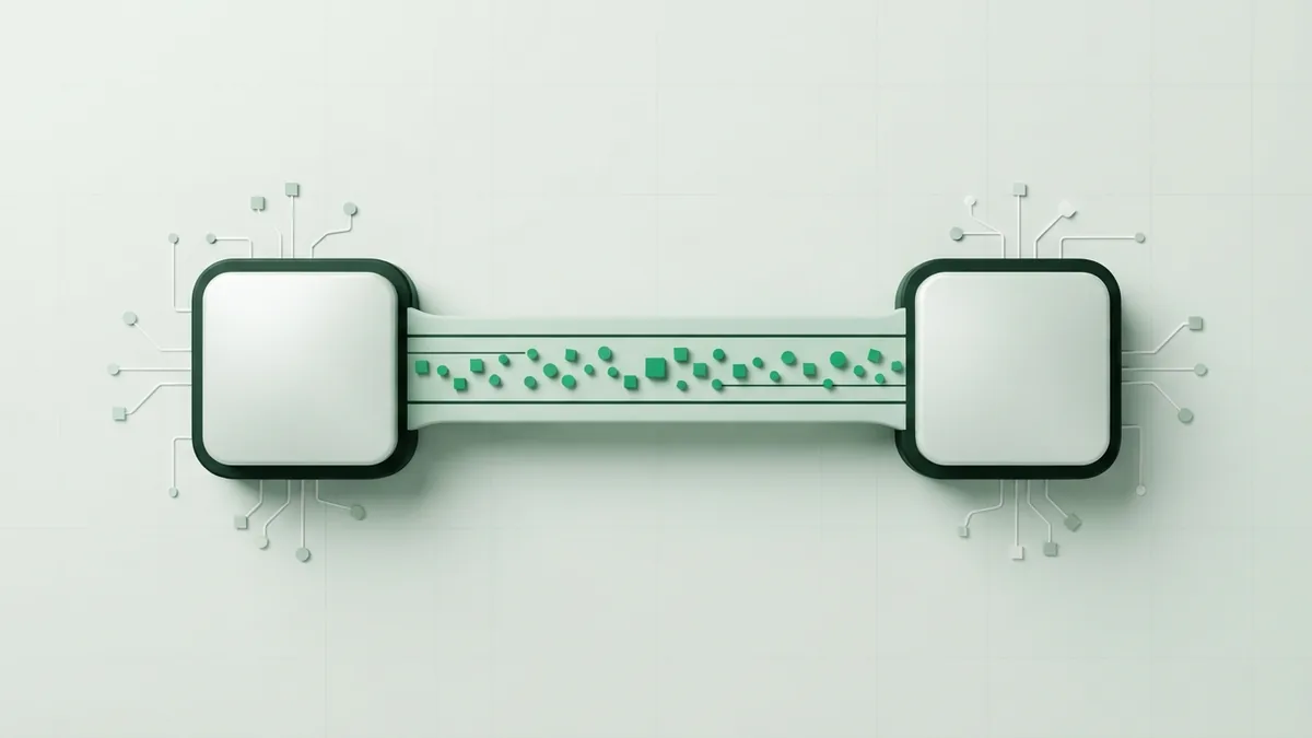 Abstract crypto tokens crossing a network bridge to show faster business payment settlement