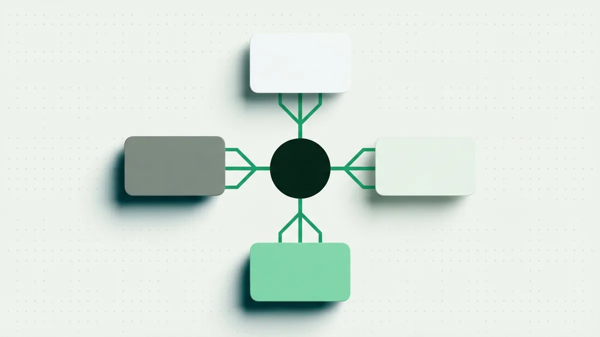 Four blank abstract card forms represent personal, business, secured, and unsecured cards