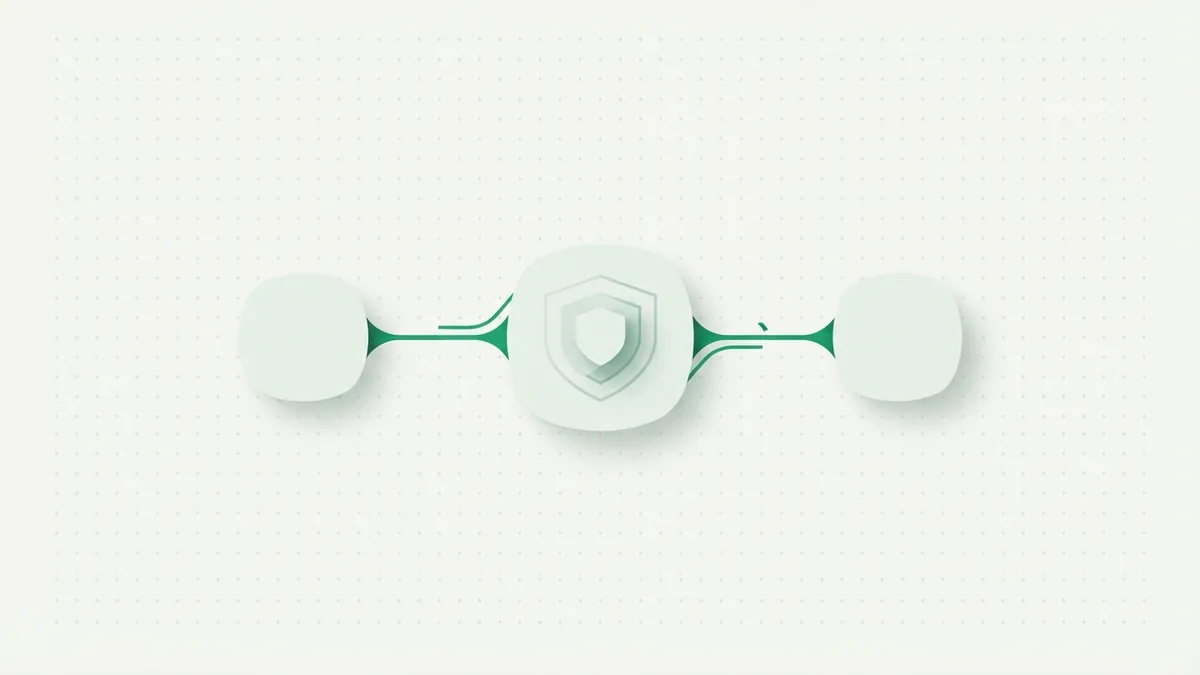 Abstract payment approval path showing how a card purchase moves through a network