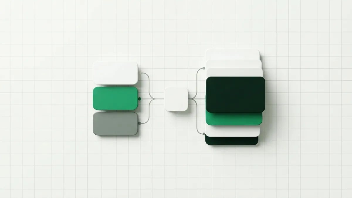Card costs and repayment Blank green tokens and layered blocks suggest card fees and repayment costs