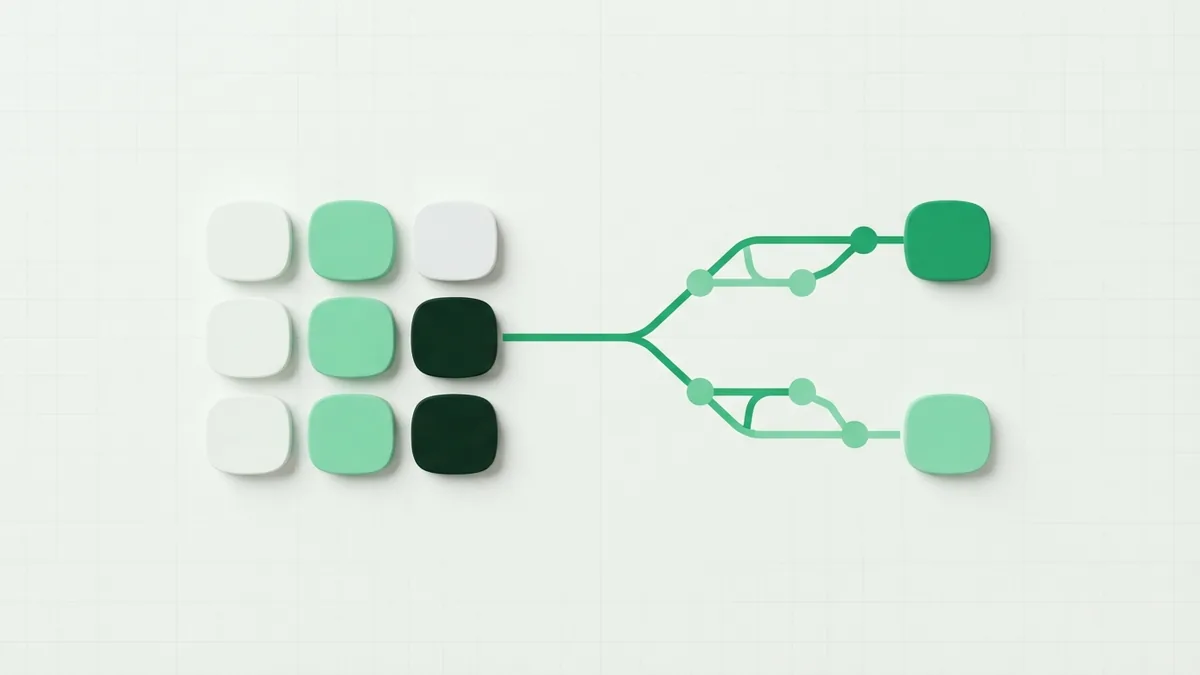 Blank payment tokens arranged beside a green transaction routing path