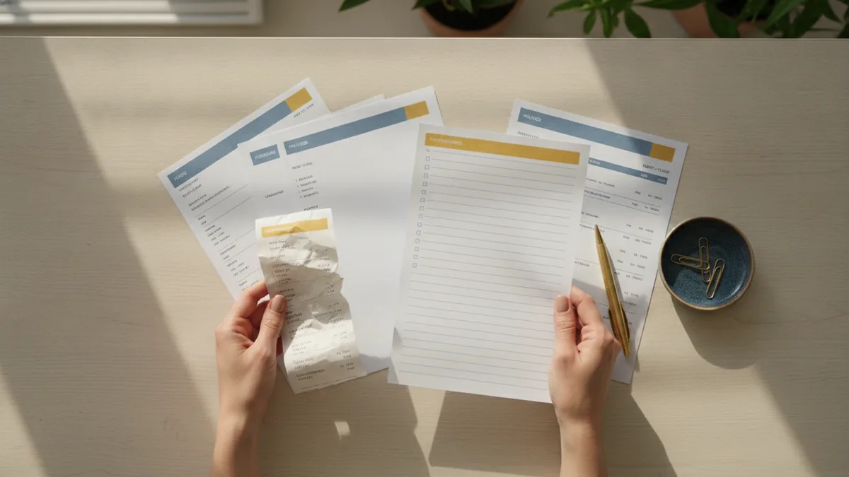 Receipt and payment documents laid out for reviewing payment details meaning.