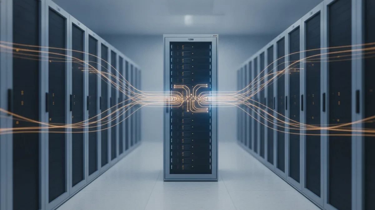 Data center racks representing how payment systems generate and track transaction IDs.
