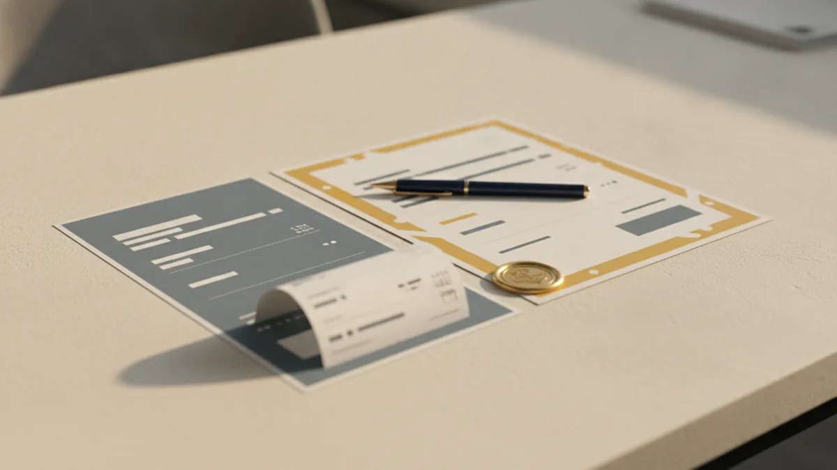 Proof document examples Receipt and payment confirmation documents showing key payment details side by side