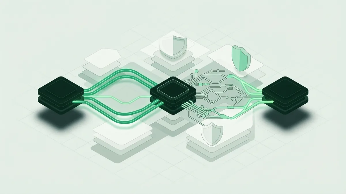 ACH transfer flow Abstract batch payment flow showing ACH transfers between connected bank nodes