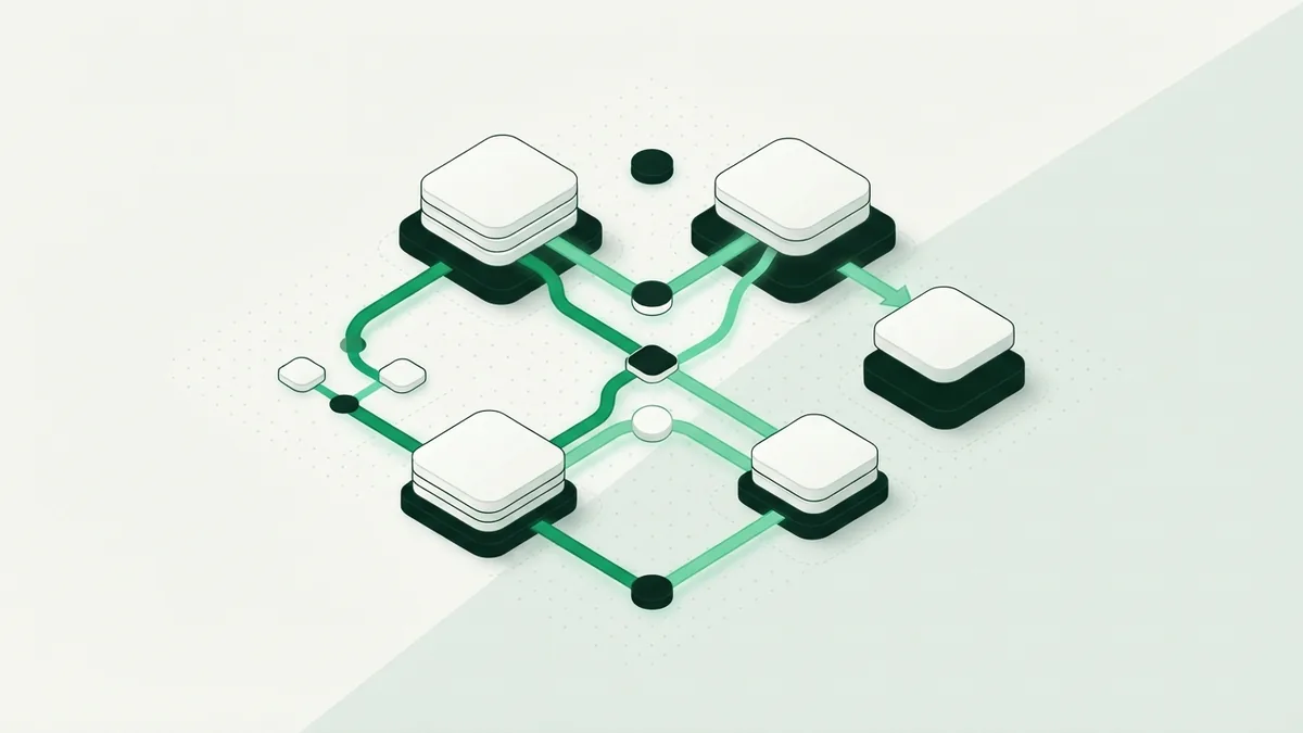 Abstract bank transaction network with layered ledger blocks and connected nodes