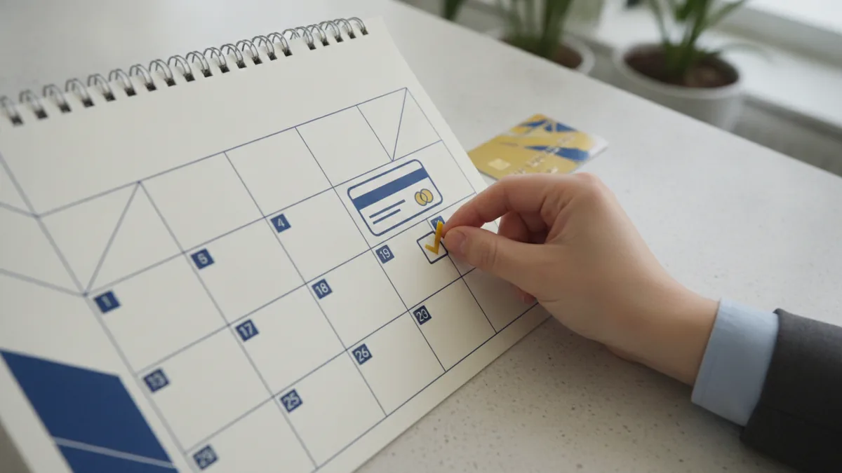 On-time payments matter A calendar and credit card illustrating on-time credit card payments