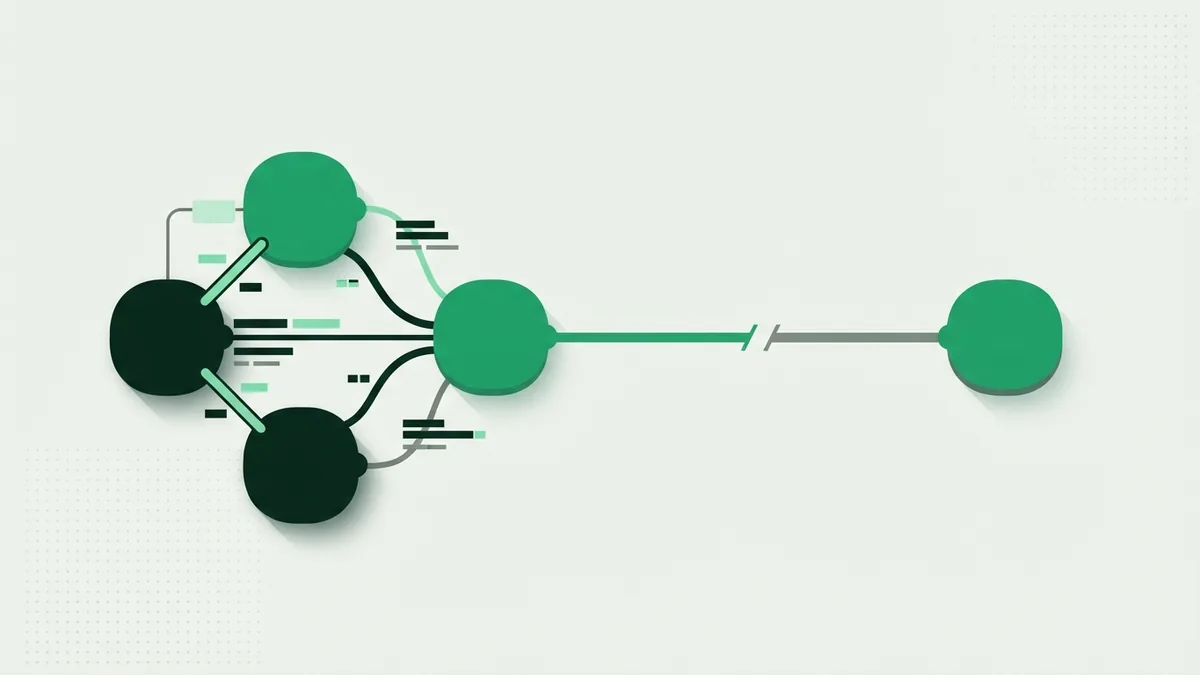 Abstract payment network with a disrupted connection between large rounded nodes
