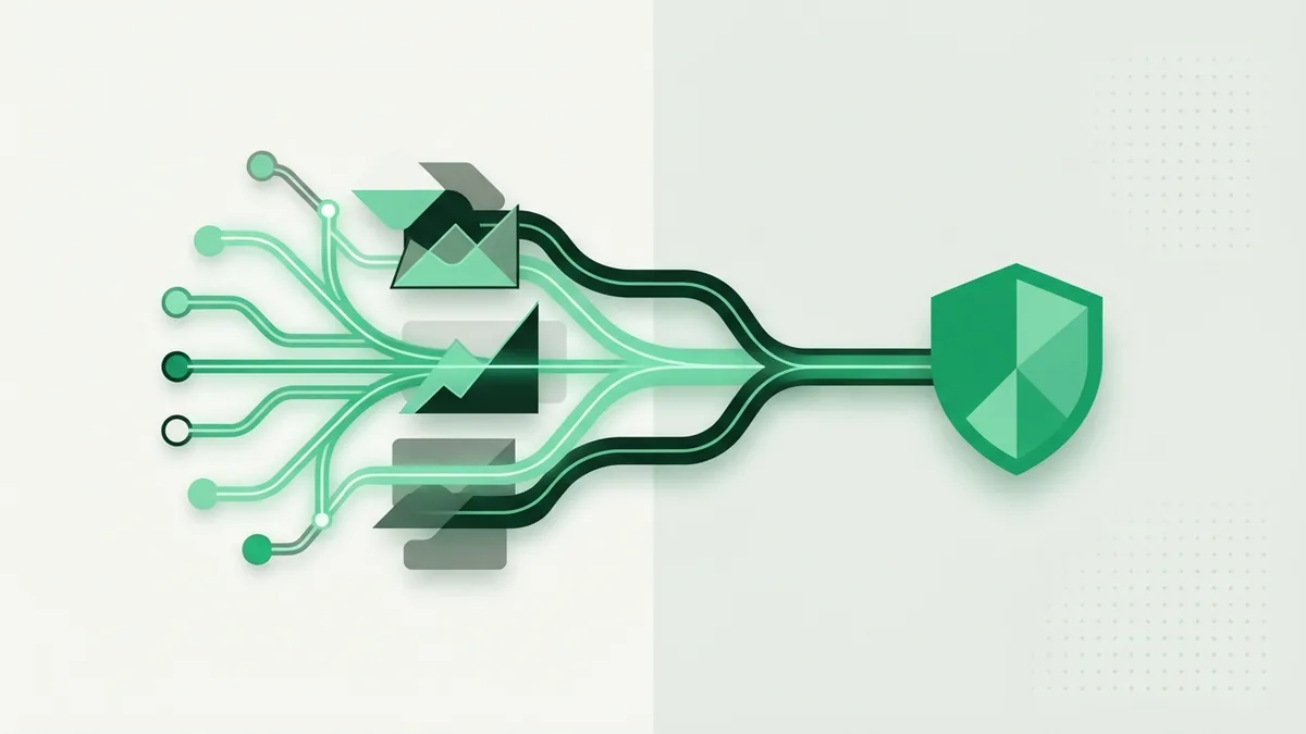 A smoother path for future card checks Sparse green network of branching payment paths joining into one protected route