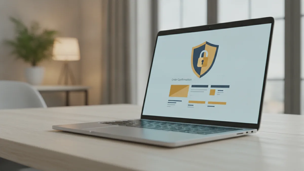 Laptop checkout setup representing secure payment data protection