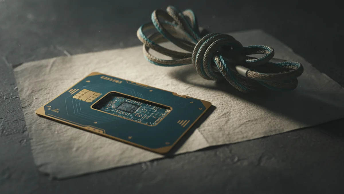 Card chip detail representing encryption and tokenization layers