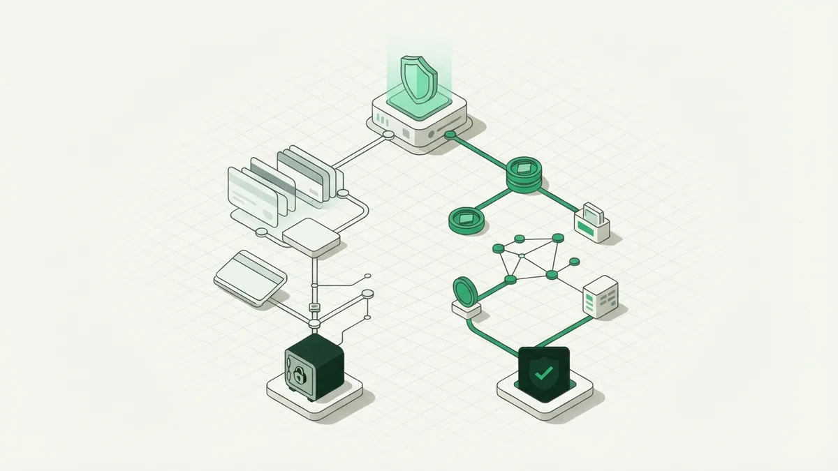 Mobile banking and payment paths Abstract split pathway contrasting mobile account access with a digital payment route